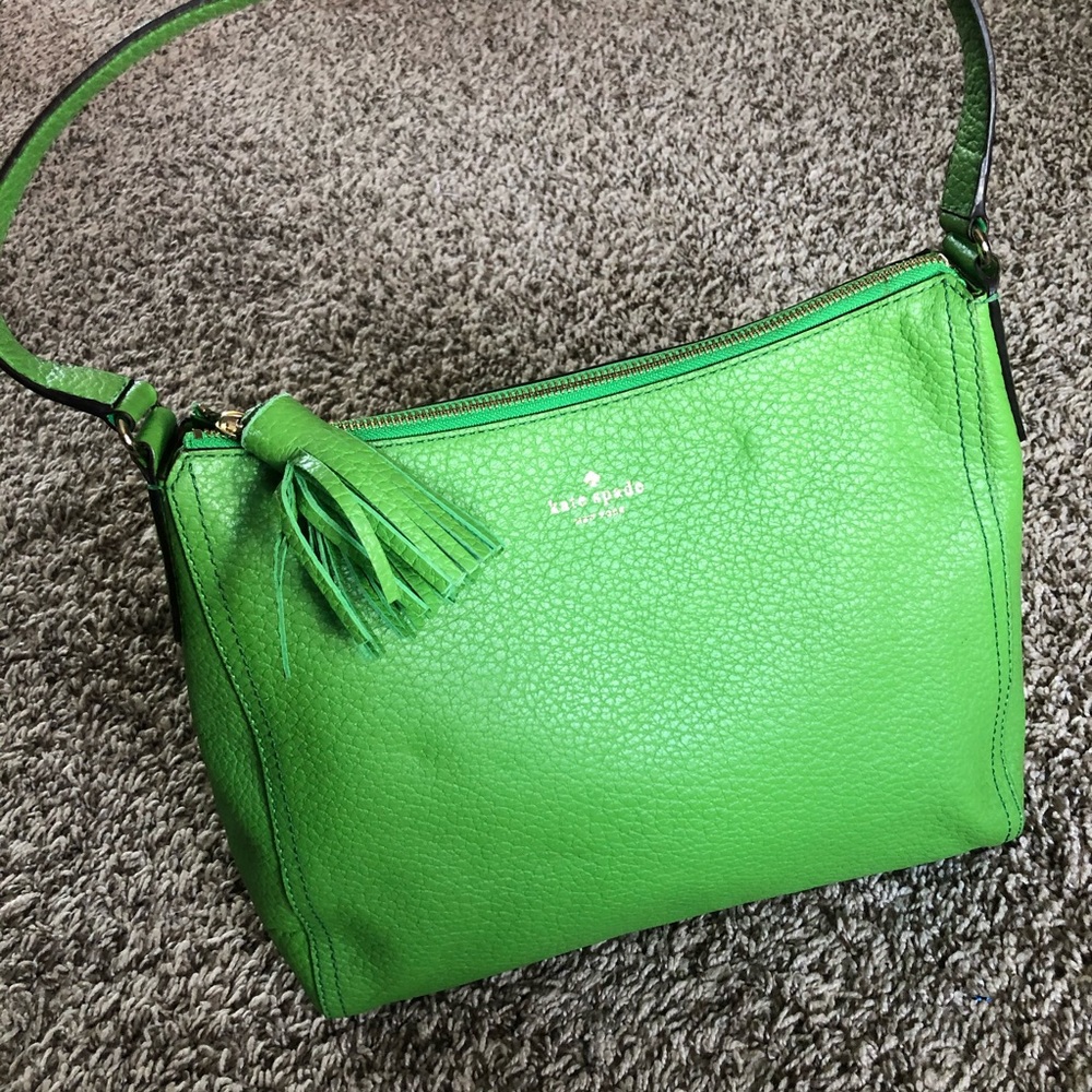 Kate Spade green leather shoulder bag